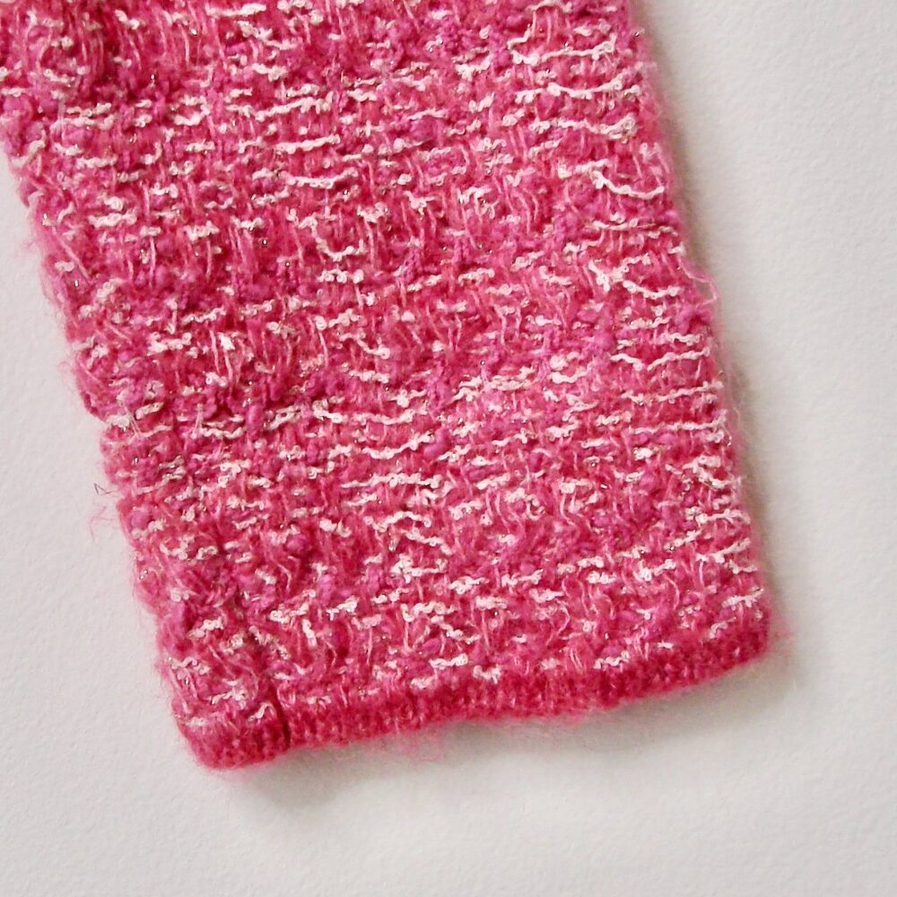 Zara Pink Tweed Knit Cardigan Jacket Sweater Barbie Pink Silver Metallic Size XL - Picture 11 of 16